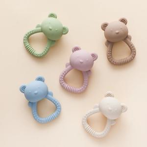 아기 실리콘 Teether 곰 핸드 벨 식품 학년 Teether 장난감 딸랑이 아기 0-12 개월 실리콘 감각 장난감 실리콘 젖니가 남 장난감
