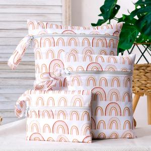 Elinfant 3PCS 휴대용 습식 건식 가방, 지퍼가 달린 주머니 2개 및 손잡이가 있는 보관 가방, 해변 수영장 체육관 가방, 기저귀 가방