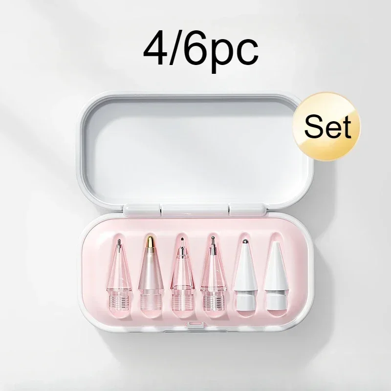 Apple Pencil 1/2/3th Apple Pencil Pro 4/6 Pcs 2B 소프트 펜촉 IPad Pro Pencil1/2/3 스타일러스 파인 펜촉용 교체 연필 팁