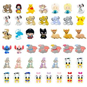 1pcs 디즈니 실리콘 아기 젖니가 남 음식 학년 만화 실리콘 목걸이 아기 Teether 장난감 간호 선물