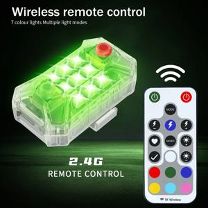 APPLIA-오토바이 자전거 자동차 드론 항공기용 방수 원격 제어 기능이 있는 무선 충전식 LED 스트로브 조명