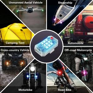PHILE-무선 충전식 LED 스트로브 조명 원격 제어 방수 오토바이 자전거 자동차 드론 항공기