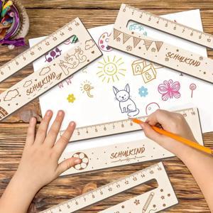 4가지 패턴의 수제 나무 자 4개 세트, 독서 보조 도구, 신학기 선물, 완벽한 개학 선물