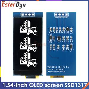 1.54 인치 OLED 디스플레이 64x128 SSD1317, Arduino DIY용 4핀 I2C SPI 인터페이스 흰색 스크린 모듈