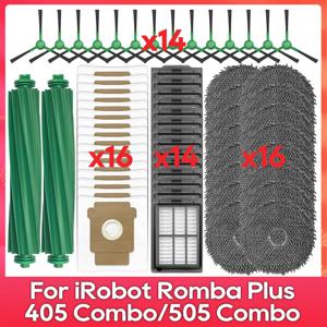 호환 가능 ( iRobot Romba Plus 405 Combo / 505 Combo ) 교체 부품 액세서리 메인 및 사이드 브러시 HEPA 필터 물걸레 먼지봉투 소모품