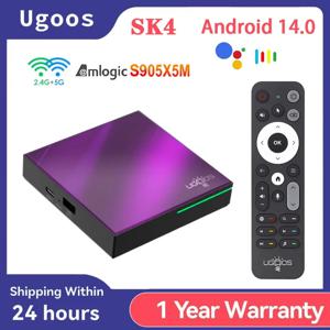 UGOOS SK4 Amlogic S905X5M-J TV 박스 안드로이드 14 LPDDR4 4G64G 돌비 비전 돌비 오디오 AI-SR AV1 2T2R WiFi6 BT5.4 BT 음성 지원