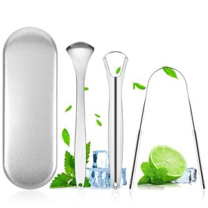 성인 및 어린이를위한 프리미엄 1pcs/3pcs 금속 혀 스크레이퍼 클리너, 제거를위한 휴대용 스테인레스 스틸 혀 스크레이퍼 브러쉬