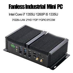 ITX 산업용 솔리드 미니 PC 인텔 i7 1355U i5 1335U 3xi226-V 2.5G 2xDDR5 2xPCIe4.0 8xCOM GPIO 팬리스 컴퓨터 2xHD 1xDP 윈도우11