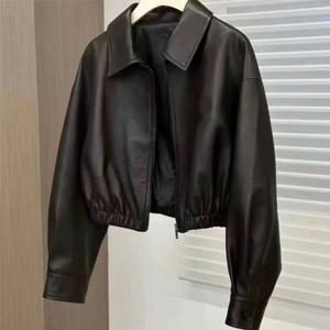 프랑스 여성 캐주얼 지퍼 가짜 가죽 재킷 봄 가을 여성용 짧은 PU 가죽 코트 2025 여성 긴팔 가죽 아우터