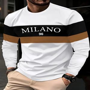 새로운 남성용 긴팔 티셔츠 캐주얼 라운드 넥 봄과 가을에 매일 착용해야 할 필수품 패셔너블한 남성용 파티 셔츠