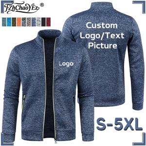 맞춤형 로고 남성 지퍼 재킷 스탠딩 칼라 스웨트셔츠 아웃도어 스트리트웨어 캐주얼 코트 긴팔 후드티 남성 의류