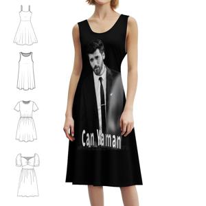 Can Yaman In Suit Bohemian Sleeveless Dress For Women Print Beach Party Dresses Can Yaman Womens Can Yaman Can Yaman Dress For