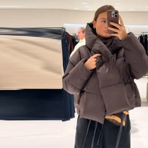 두꺼운 여성용 다운 재킷 브라운 탈부착 가능한 스카프 칼라 후드 코튼 패딩 코트 따뜻한 겨울 외투 2025 신상 여성 코트