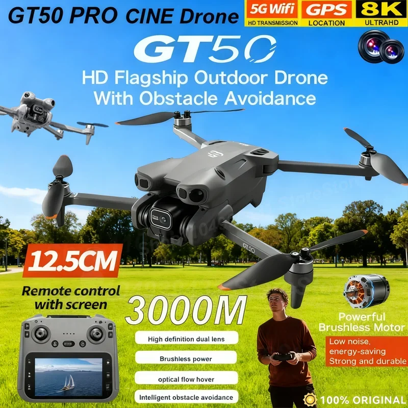 신제품 오리지널 GT50 드론 8K WIFI GPS 전문가용 HD 항공 촬영 원격 조종 항공기 HD 듀얼 카메라 쿼드콥터 장난감 UAV