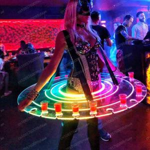 창의적인 와인병 와인잔 선반 레드 와인 디스플레이 스탠드 바 KTV 발광 플라스틱 디스플레이 스탠드