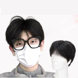 남성용 인모 실크 탑 가발, 자연스러운 검정색 스트레이트 가발, 탈모 또는 탈모가 적은 남성용, 편안하고 통기성 있는 교체 시스템