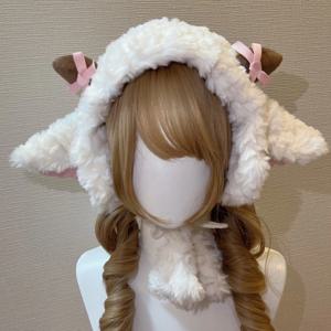 Y2K Kawaii Rabbit Hat Faux Fur Plush Winter Warm Furry Ear Protection Cap Gothic Cap Leg Warmers Performance Costume Bomber Hats