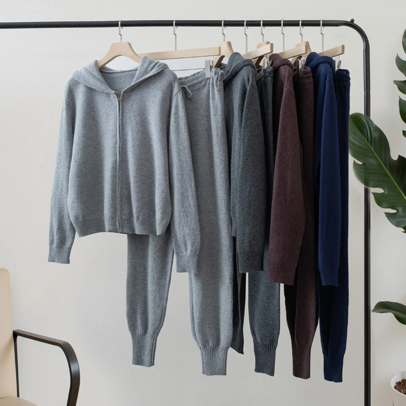 2015 여성용 울 가디건 바지 세트 니트 의류