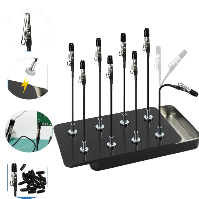 12개/박스 자석 클립 세트, 자유롭게 조절 가능한 모델 페인팅 용접 스탠드 베이스 홀더, DIY 공예 도구용 고무 커버 클립