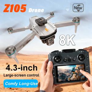 Z105 드론 8K 카메라 항공 FPV 장애물 회피 대형 화면 리모컨 접이식 GPS 브러시리스 모터 쿼드콥터 RC 장난감