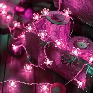 1pc 10M 80LED 벚꽃 꽃 문자열 조명 8 조명 모드 USB 전원 홈 가든 파티 축제 장식