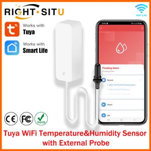 스마트 홈 습도계 용 외부 프로브가있는 Tuya WiFi 온도 습도 센서 식물 수족관 와이너리 용 APP 모니터링