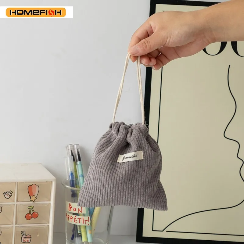 홈피쉬 코듀로이 드로스트링 백 크리스마스 선물 사탕 보석 화장품 동전 열쇠 정리 가방 포장 가방 보관 파우치