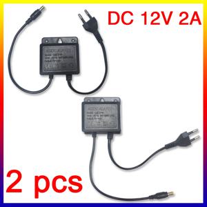 2pcs DC12V 2A EU 플러그 전원 어댑터 방수 CCTV 보안 감시 AHD 카메라 충전기 NVR DVR 입력 AC100V-240V