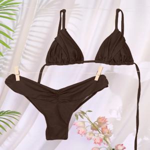 Miyouj 새 수영복 솔리드 컬러 비키니 2024 투피스 양복 여성 수영복 붕대 Bathsuit 낮은 허리 Bathwear Triangle Biquini