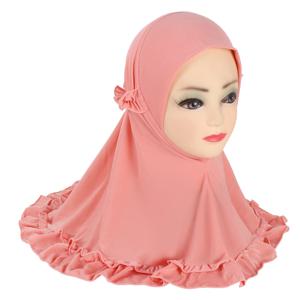 H361 아름다운 맞는 3-6 세 소녀 주름이있는 귀여운 Hijab 머리 스카프 아기 이슬람 목도리 터번 모자
