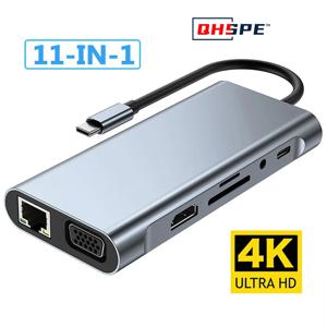 MacBook Pro Air 허브 유형 C-HDMI 호환 USB 3.0 어댑터 유형 C용 11-in-1 4K USB C 3.0 허브 도크 PD 87W USB C 분배기