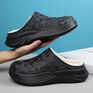 남녀공용 두꺼운 밑창, 방수, 따뜻한 푹신한 슬리퍼, 플러시 코튼 신발, 가정용 실내 및 실외, 겨울