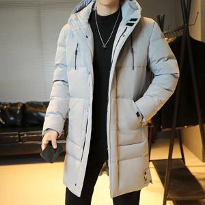 남성용 따뜻한 후드 중간 길이 재킷, 캐주얼 집업 코튼 패딩 재킷 오버코트, 가을 겨울 바람막이 코트, 남성 의류, 2023