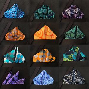 41 색상 25*25cm 남성용 비즈니스 정장 포켓 스퀘어 손수건 결혼식 꽃 격자 무늬 줄무늬 Hankies Mens Pocket Towel