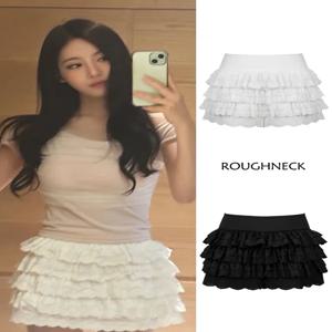 닝이 주 발레걸 스타일 레이스 케이크 스커트 플러피 스커트 팬츠 하이웨이스트 A라인 기타 소재 00% 2025년 봄