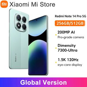 글로벌 버전 Redmi Note 14 Pro 5G 샤오미 스마트폰 미디어텍 디멘시티 7300-Ultra 200MP AI 카메라 NFC 6.67인치 AMOLED 디스플레이 IP68