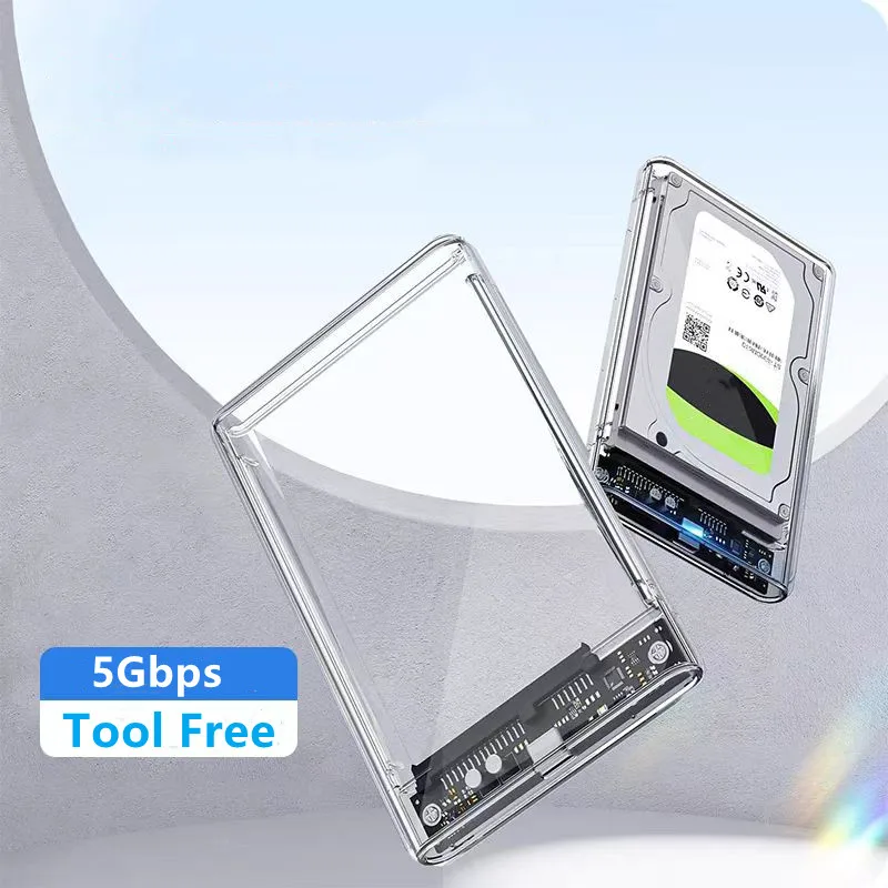 하드 디스크 박스 USB 3.0/Type C - SATA III 하드 디스크 케이스 2.5인치 HDD SSD 외부 인클로저 하드 드라이브 디스크 박스 외부 HDD 케이스