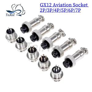 GX12 항공 원형 커넥터 GX12-2Pin 3pin 4pin 5pin 6pin 7pin 남성 여성 12MM M12 고정 후면 너트 플러그 소켓