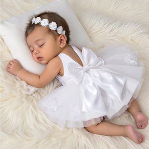 Ylsteed 2피스 세트 화이트 신생아 여아 드레스 사진 촬영용 큰 리본 아기 사진 촬영 드레스 진주 헤어밴드 포함