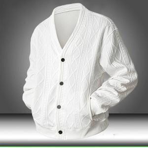 8XL 플러스 사이즈 케이블 니트 가디건 남성 V넥 다이아몬드 패턴 스웨터 오버사이즈 가을 겨울 니트 스웨터 루즈핏 가디건