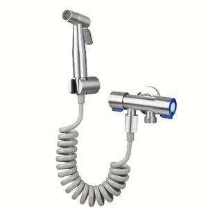 고압 핸드헬드 샤워 키트 - 욕실 청소용 스테인리스 스프레이 건 (4.8인치 호스 및 벽걸이 포함)
