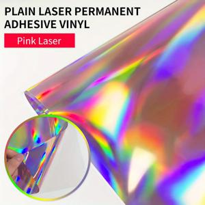 1롤 핑크 홀로그램 비닐 롤 영구 스티커 필름 방수 자가 접착 모든 커팅 머신용 DIY 크리스마스 스티커