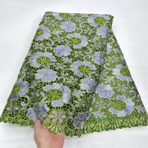 레이스 아프리카 스팽글 기퓌르 코드 레이스 원단 5야드 화이트 2025 신상 나이지리아 수용성 레이스 여성 드레스 재봉용