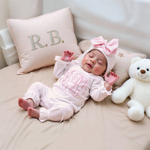 Ylsteed 2피스 세트 신생아 소녀 사진 촬영 의상 자수 아기 러플 점프수트 리본 보우노트 모자 포함