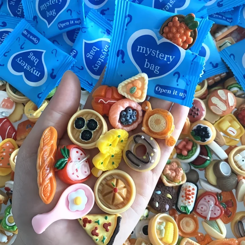 30개 DIY 혼합 스타일 블라인드 백 미니 음식 모형 귀여운 블라인드 박스 어린이 장난감 집 장식 선물 랜덤 발송