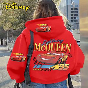 새로운 디즈니 자동차 플래시 맥퀸 스위트 쿨 스트리트 오버사이즈 여성 성인 및 어린이 가을/겨울 지퍼 후드 재킷