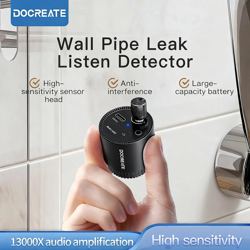 벽과 바닥의 누수를 정확하게 탐지하기 위한 13000배 사운드 증폭 타입-C 충전 기능을 갖춘 휴대용 파이프 누수 탐지기