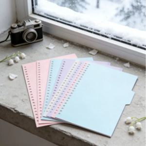 노트북 4색 플라스틱 PP 분류 페이지 B5 워크북 파티션 페이지 A5 루즈리프 코일북 인덱스 탭