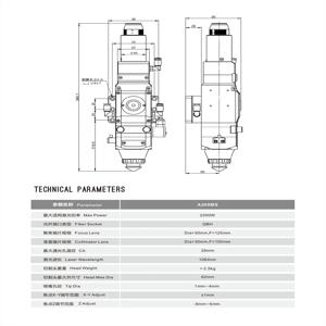 TLF Au3tech A200MS 절단 헤드 3000W QBH 포함 Au3tech 저렴한 수동 초점 조절 절단 헤드
