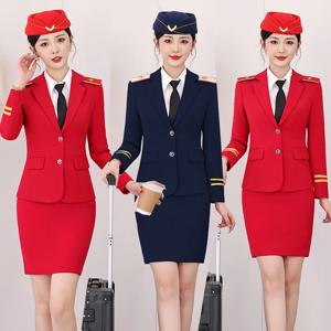 레드 퍼포먼스 의상 여성용 드럼 연주복 항공 승무원 유니폼 밀리터리 밴드 슈트 윈드 연주 의상
